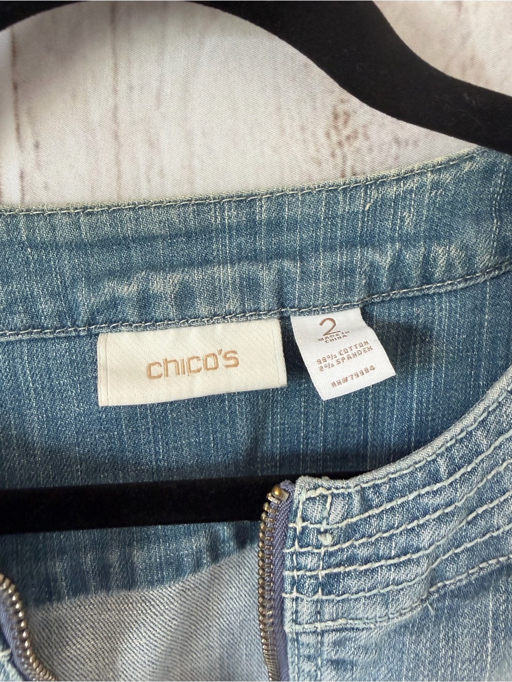 Chico's Light Blue Denim Zip Jacket Chico’s Size 2 (Large/12) - Picture 3 of 7